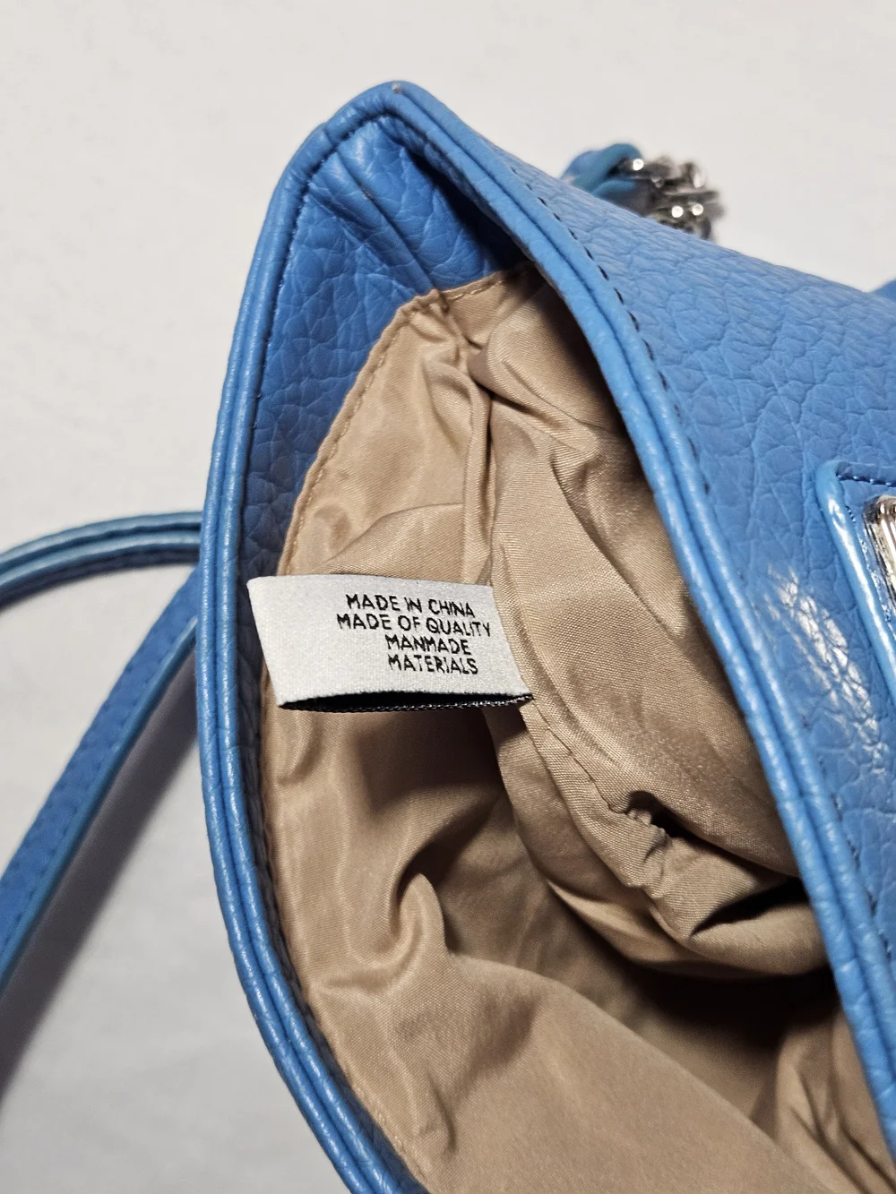 Nine West Bright Blue Pebbled Leather Crossbody with Chain Strap